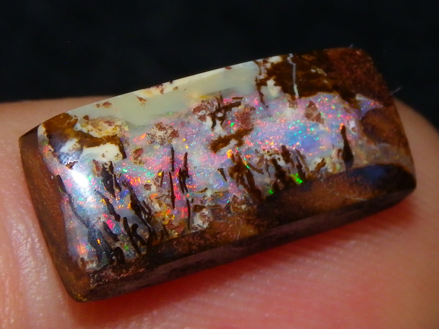 3 Nice Gem Cut/Polished Koroit Opals 35.31cts 2 Wood Replacement 1 Pattern Red/Green Fires