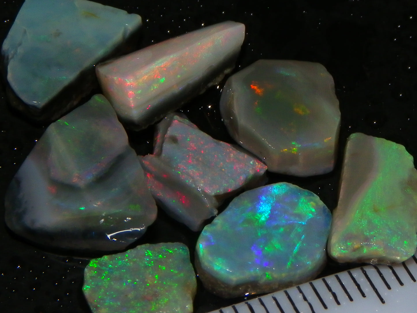 Nice Lightning Ridge/Mintabie Opal Rubs Parcel 37cts Multicolours Australia