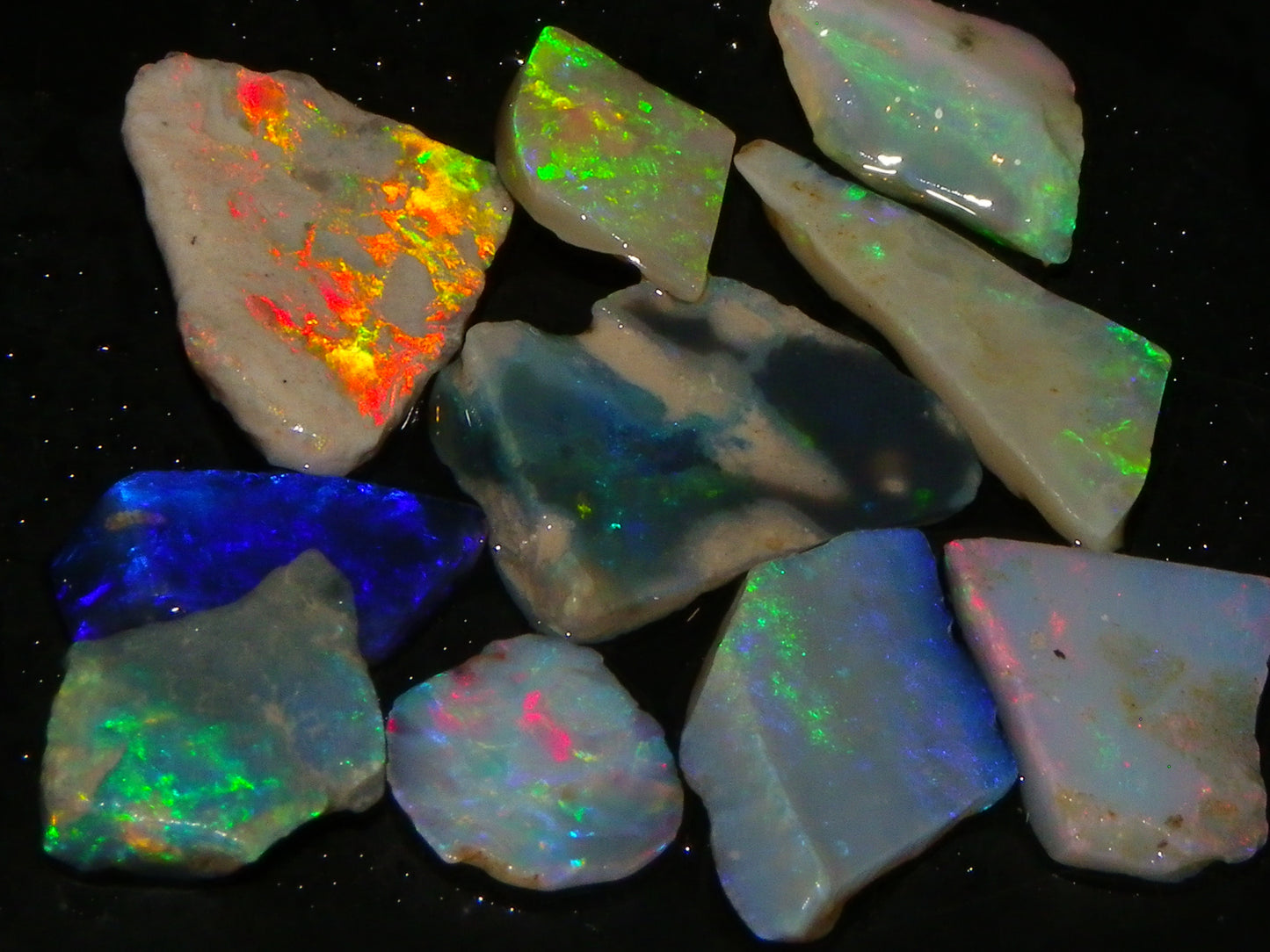 Nice Lightning Ridge/Mintabie Opal Rubs Parcel 37cts Multicolours Australia