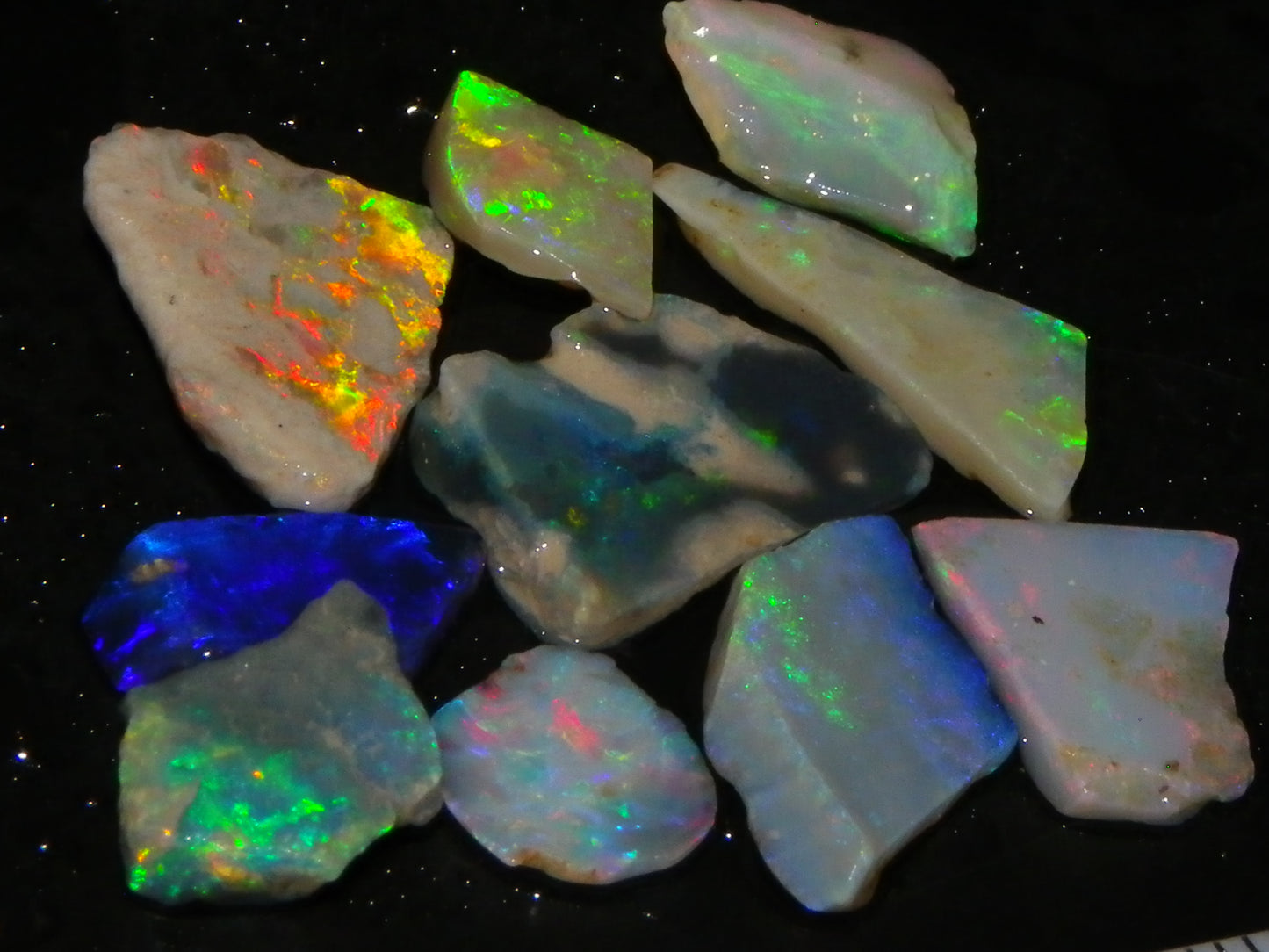 Nice Lightning Ridge/Mintabie Opal Rubs Parcel 37cts Multicolours Australia