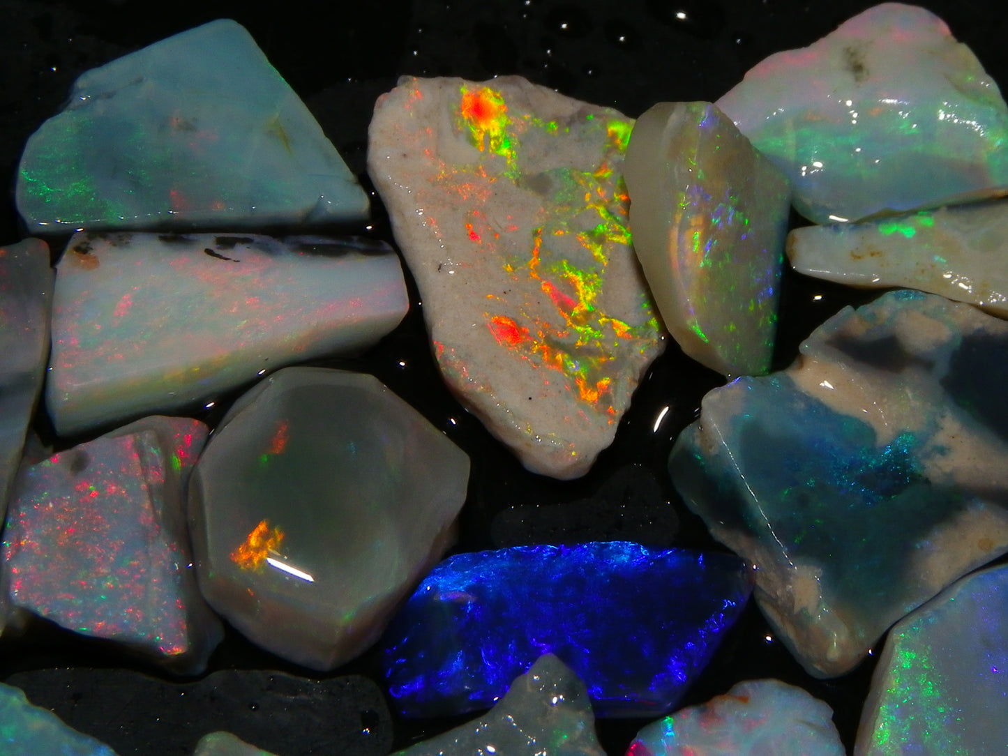 Nice Lightning Ridge/Mintabie Opal Rubs Parcel 37cts Multicolours Australia