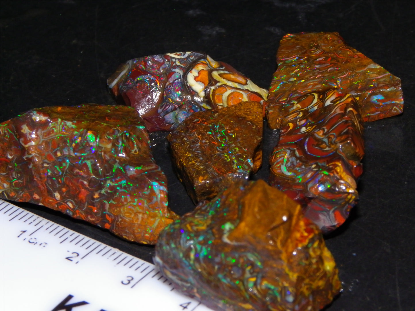 Nice Gem Grade Koroit Opal Rough/Sliced Parcel 240cts Green/Blue/Red Fires Qld Australia