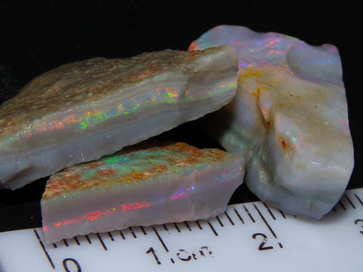 Gem Rough Mintabie Seam Opal Parcel 32.4cts Red/Multicolour Grey Base Australia