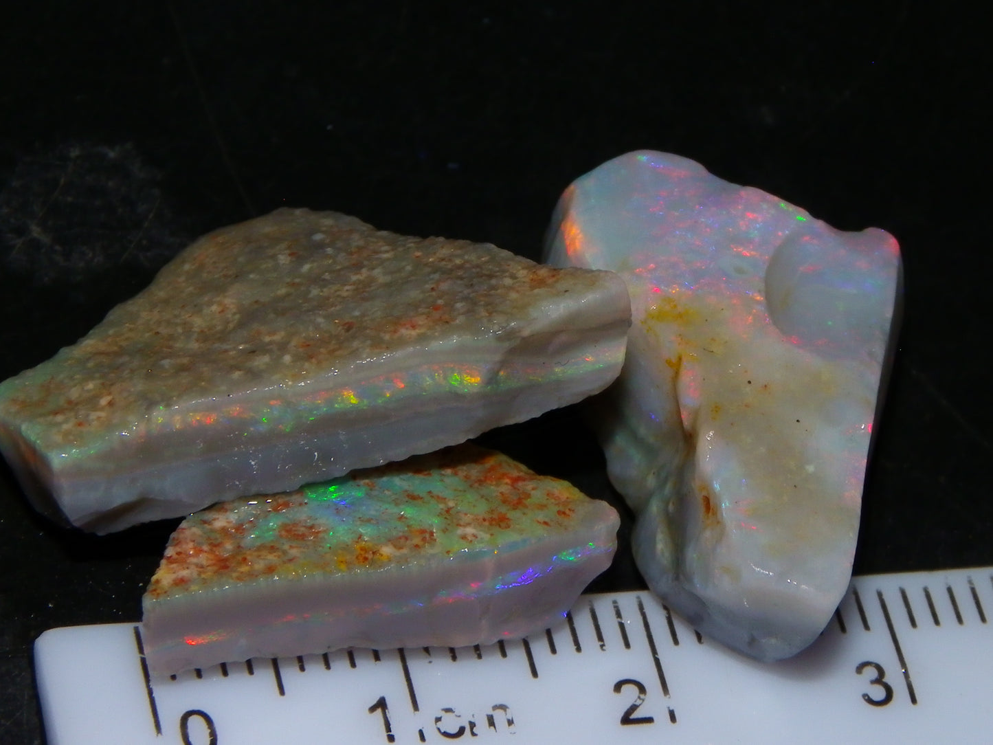 Gem Rough Mintabie Seam Opal Parcel 32.4cts Red/Multicolour Grey Base Australia