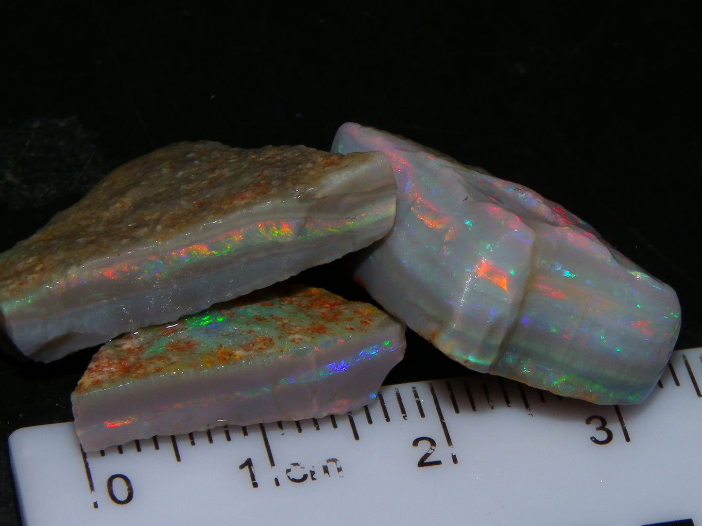 Gem Rough Mintabie Seam Opal Parcel 32.4cts Red/Multicolour Grey Base Australia