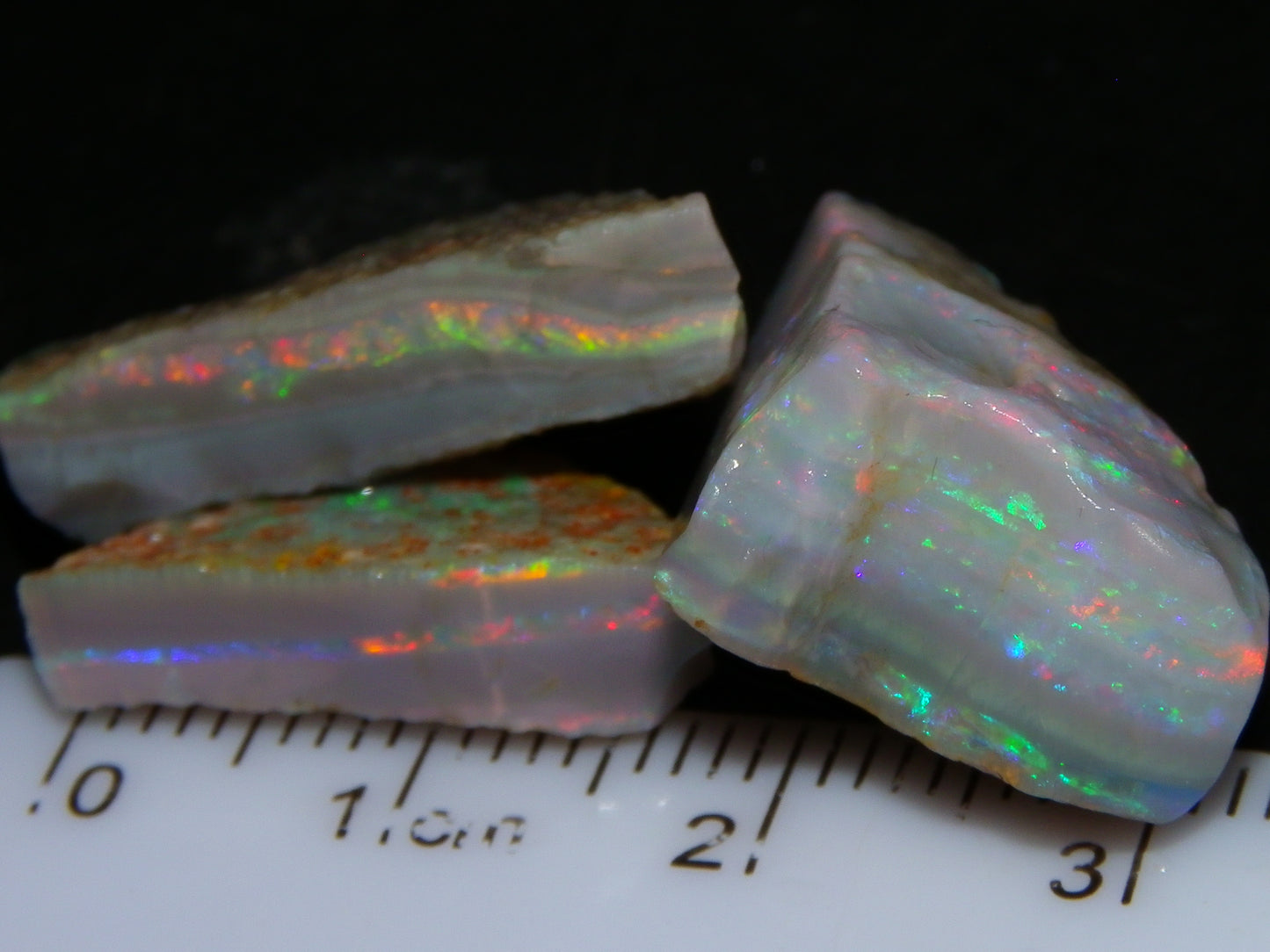 Gem Rough Mintabie Seam Opal Parcel 32.4cts Red/Multicolour Grey Base Australia