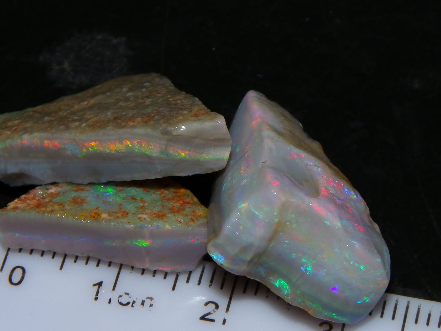 Gem Rough Mintabie Seam Opal Parcel 32.4cts Red/Multicolour Grey Base Australia