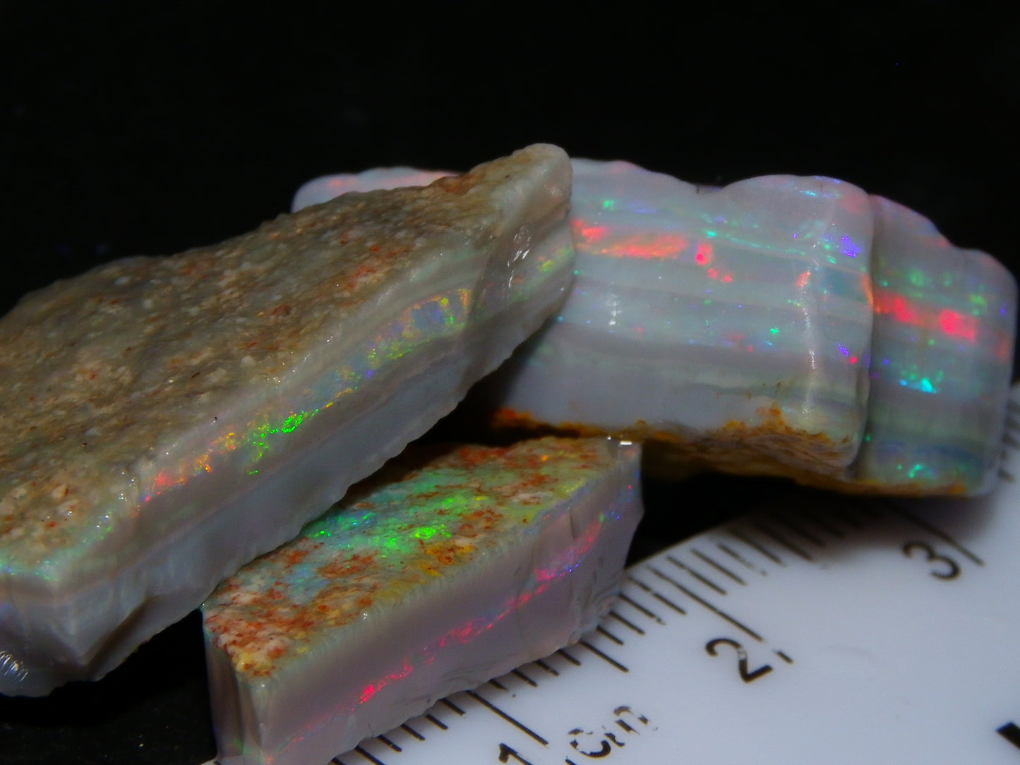 Gem Rough Mintabie Seam Opal Parcel 32.4cts Red/Multicolour Grey Base Australia