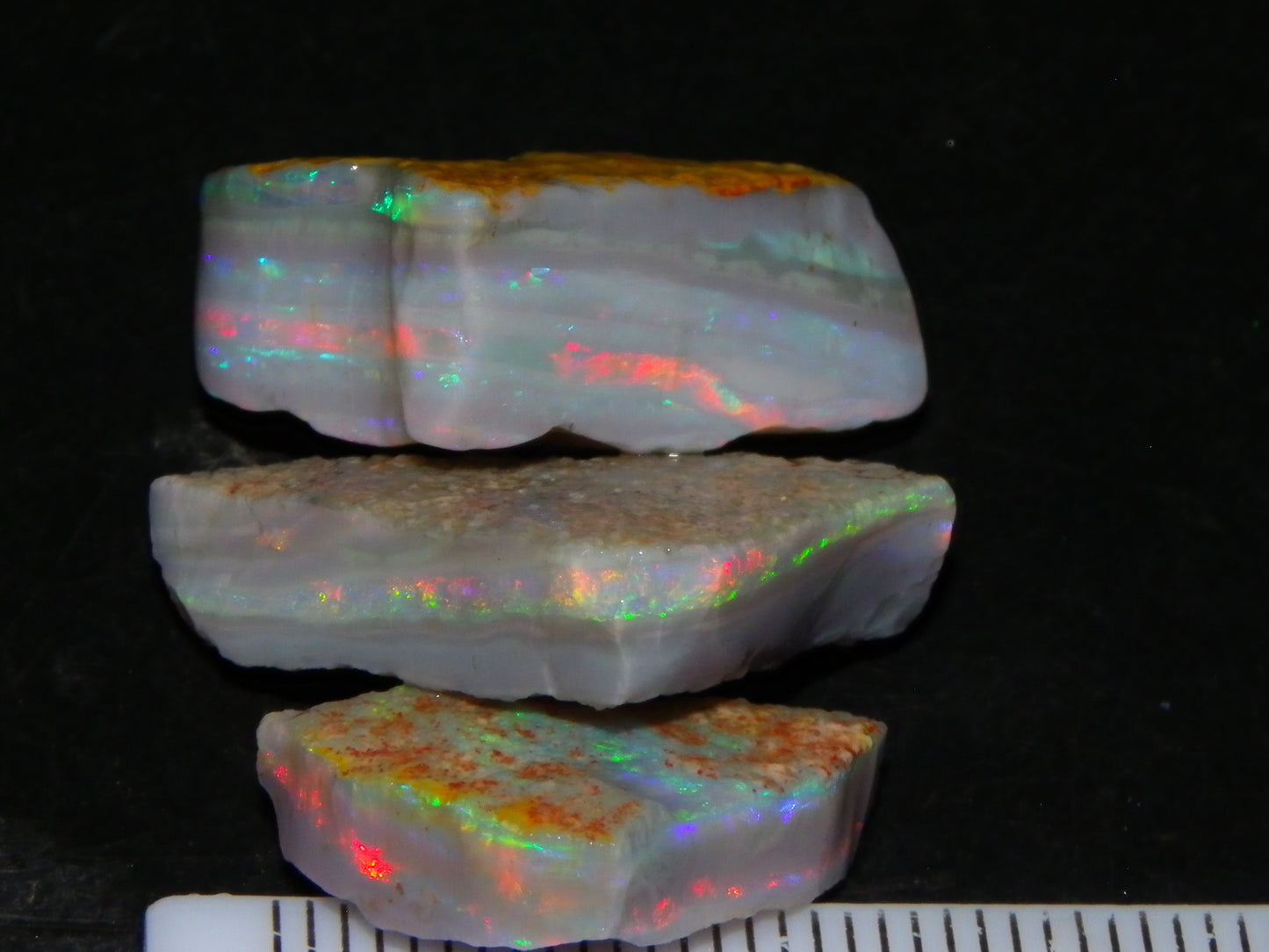 Gem Rough Mintabie Seam Opal Parcel 32.4cts Red/Multicolour Grey Base Australia