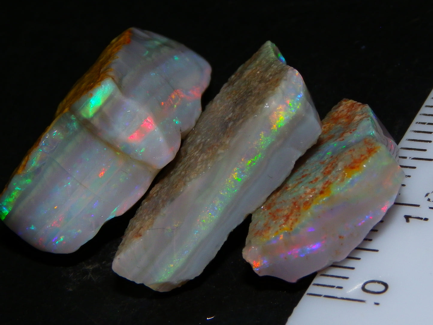 Gem Rough Mintabie Seam Opal Parcel 32.4cts Red/Multicolour Grey Base Australia