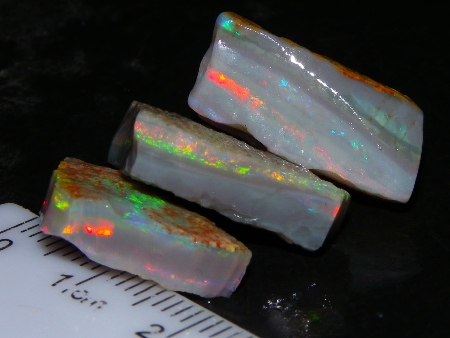 Gem Rough Mintabie Seam Opal Parcel 32.4cts Red/Multicolour Grey Base Australia