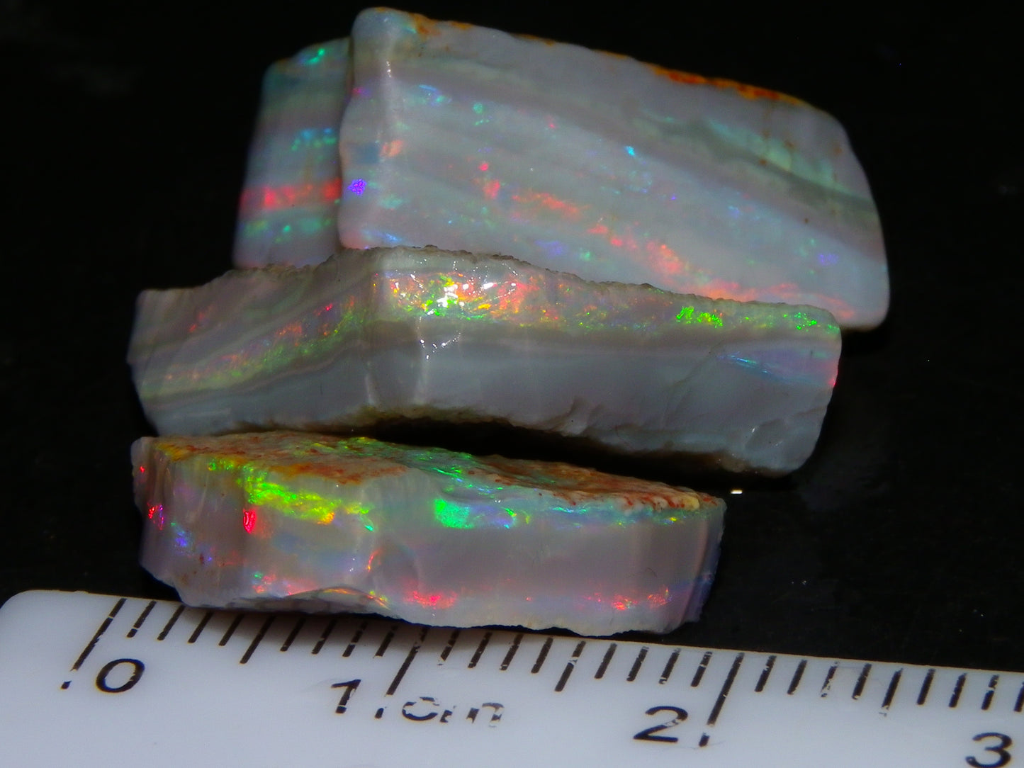 Gem Rough Mintabie Seam Opal Parcel 32.4cts Red/Multicolour Grey Base Australia