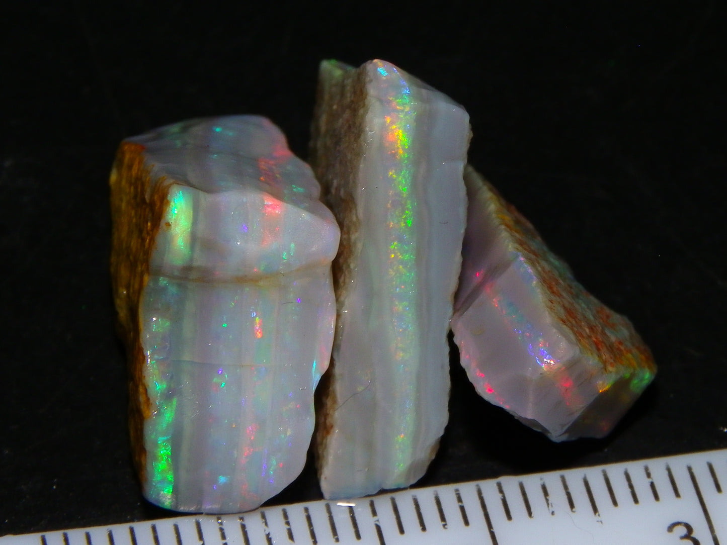 Gem Rough Mintabie Seam Opal Parcel 32.4cts Red/Multicolour Grey Base Australia