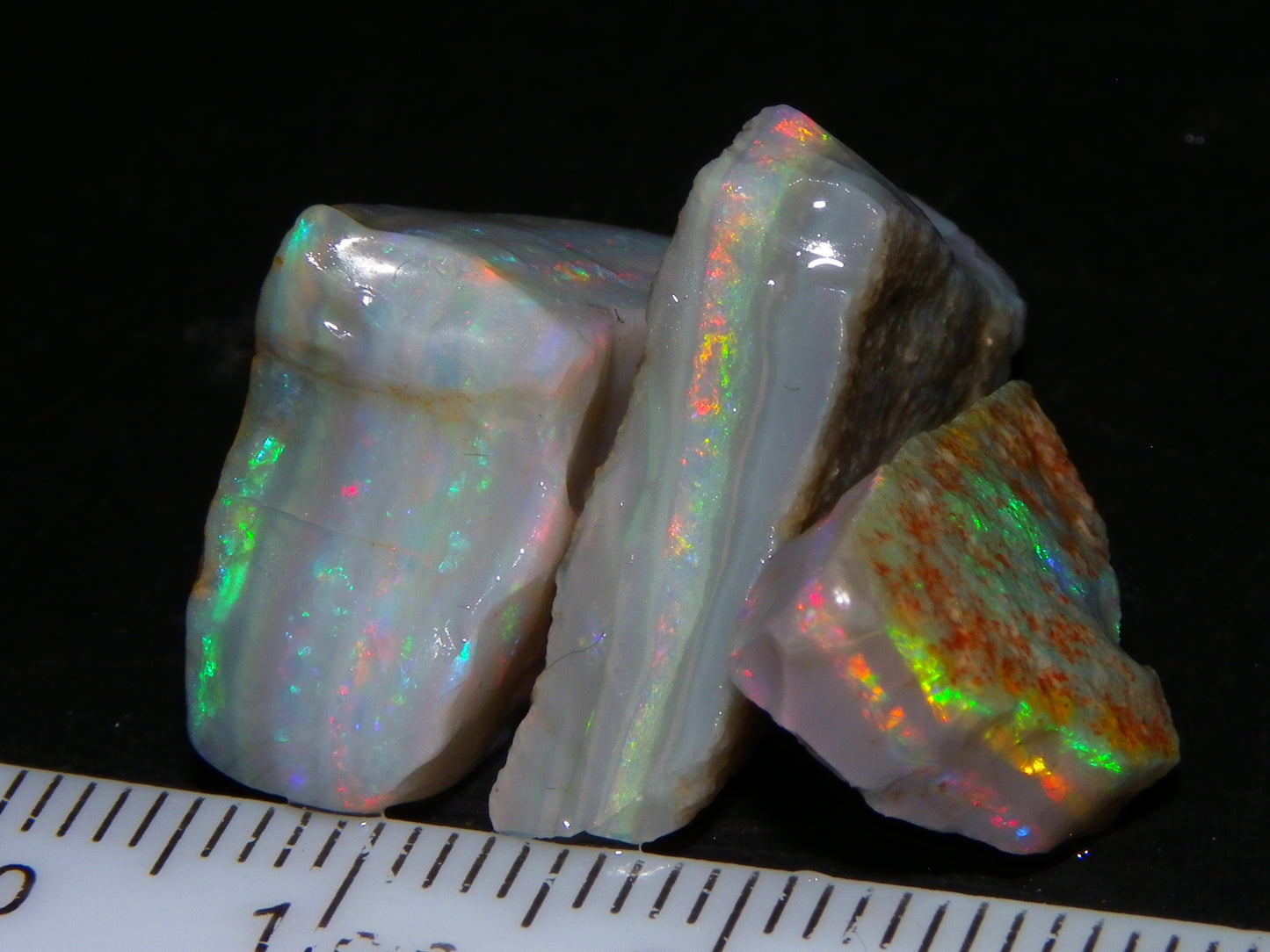Gem Rough Mintabie Seam Opal Parcel 32.4cts Red/Multicolour Grey Base Australia