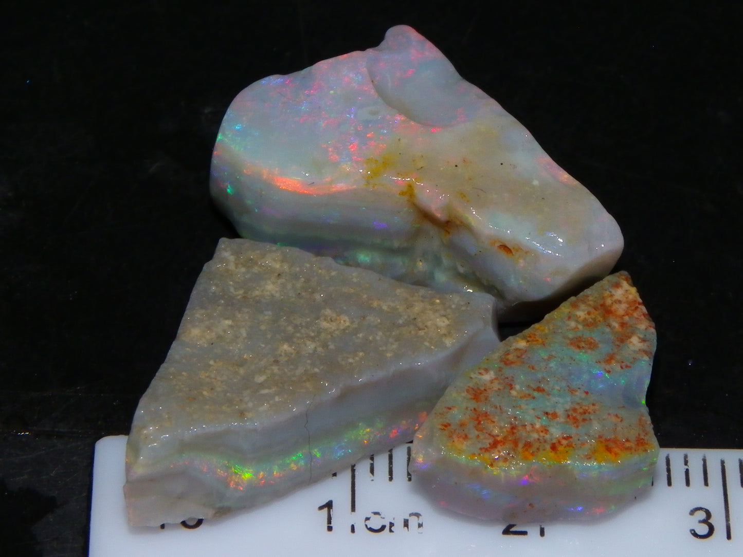 Gem Rough Mintabie Seam Opal Parcel 32.4cts Red/Multicolour Grey Base Australia