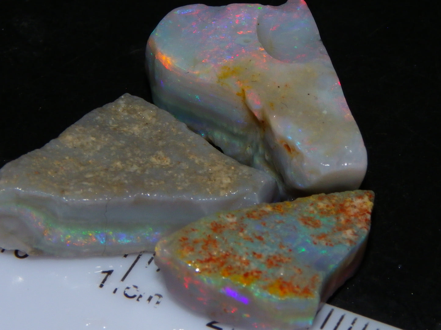 Gem Rough Mintabie Seam Opal Parcel 32.4cts Red/Multicolour Grey Base Australia
