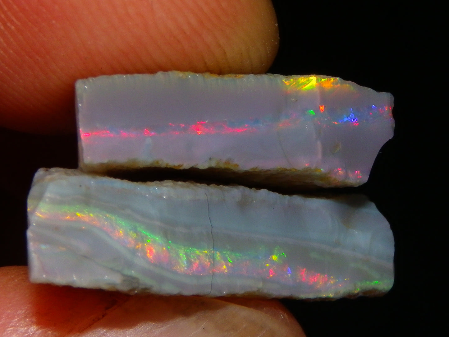 Gem Rough Mintabie Seam Opal Parcel 32.4cts Red/Multicolour Grey Base Australia