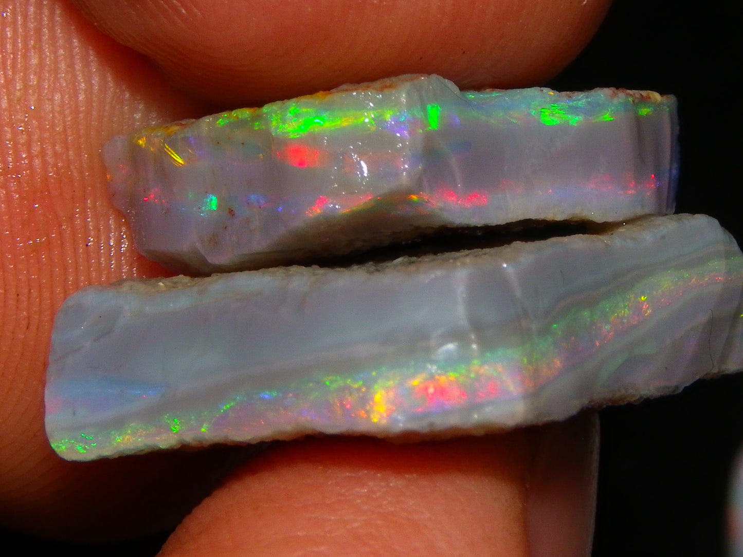 Gem Rough Mintabie Seam Opal Parcel 32.4cts Red/Multicolour Grey Base Australia