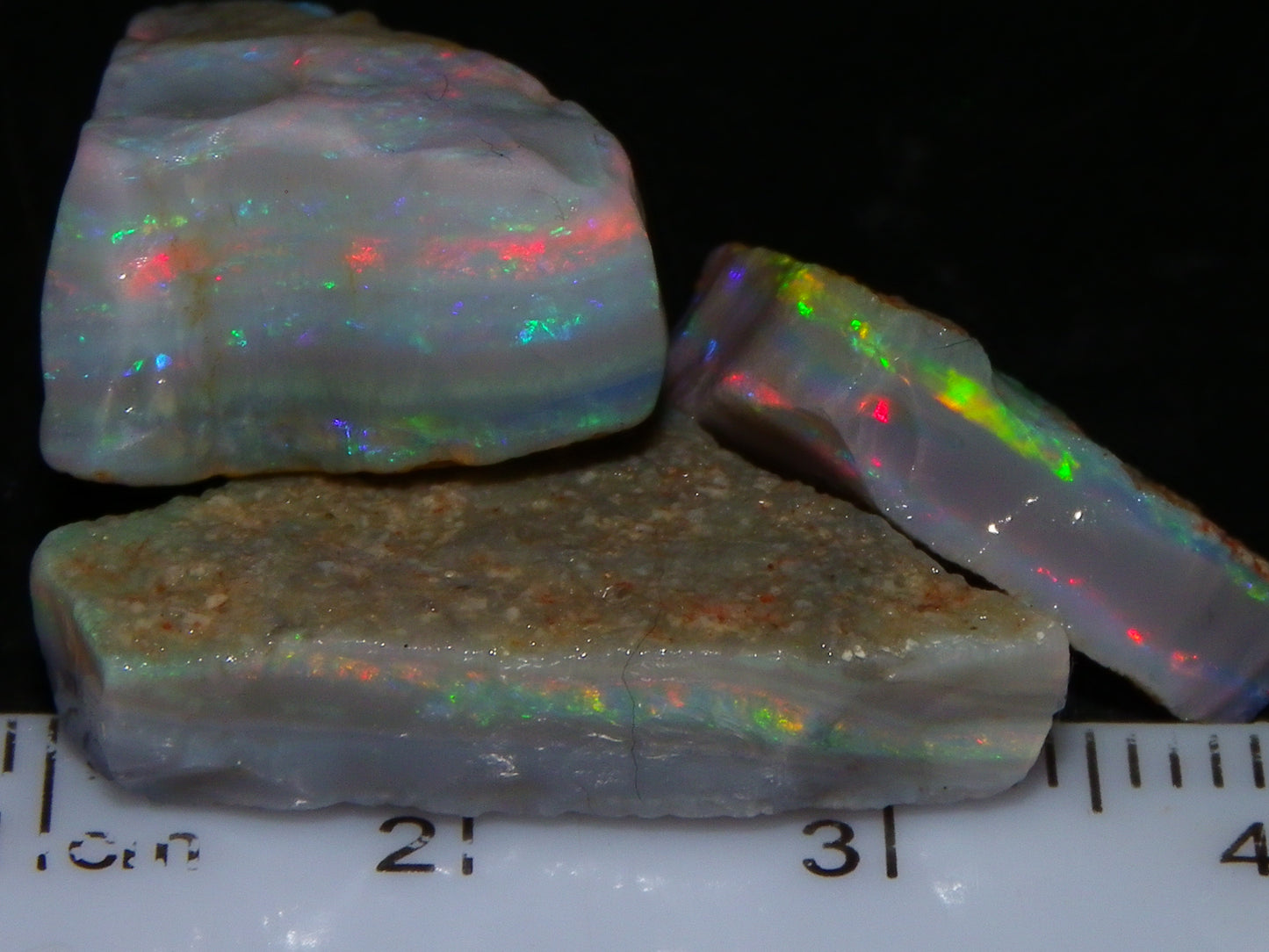 Gem Rough Mintabie Seam Opal Parcel 32.4cts Red/Multicolour Grey Base Australia