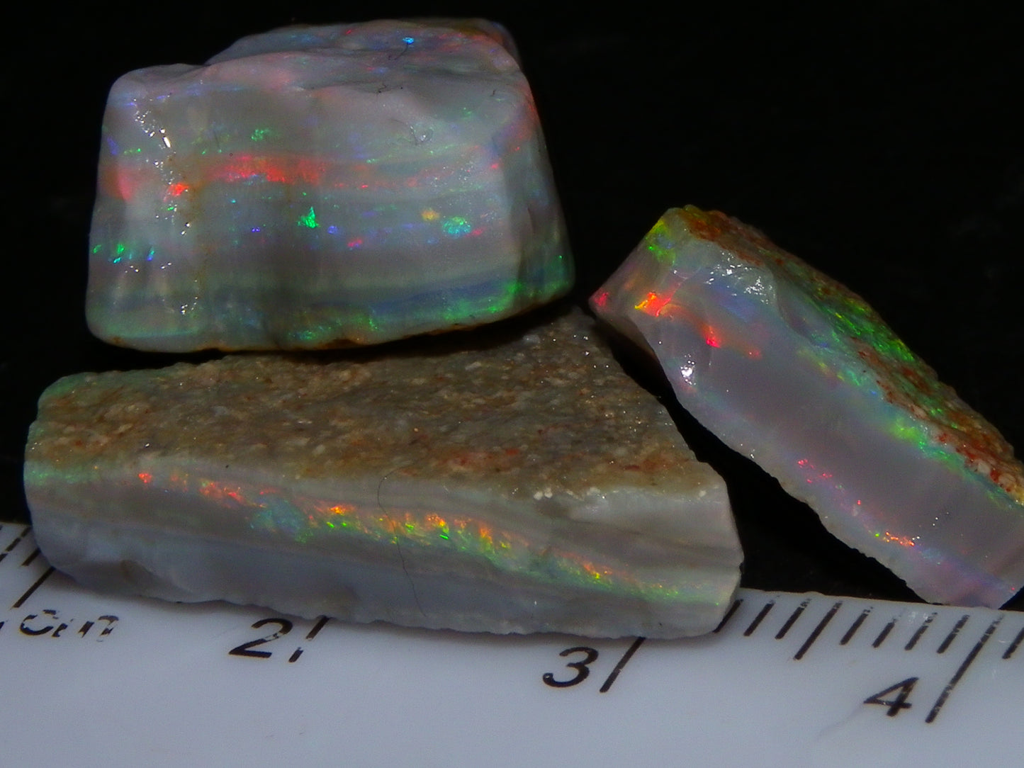 Gem Rough Mintabie Seam Opal Parcel 32.4cts Red/Multicolour Grey Base Australia