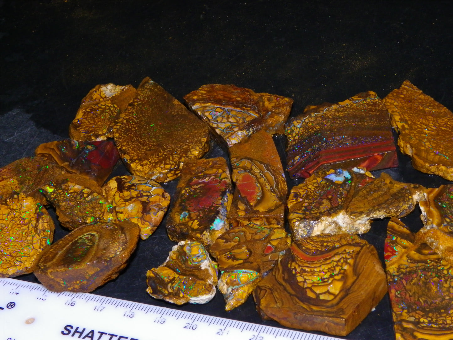 Nice Parcel Rough/Sliced Koroit Opal 1226cts Queensland Australia Patterns/Fires Au