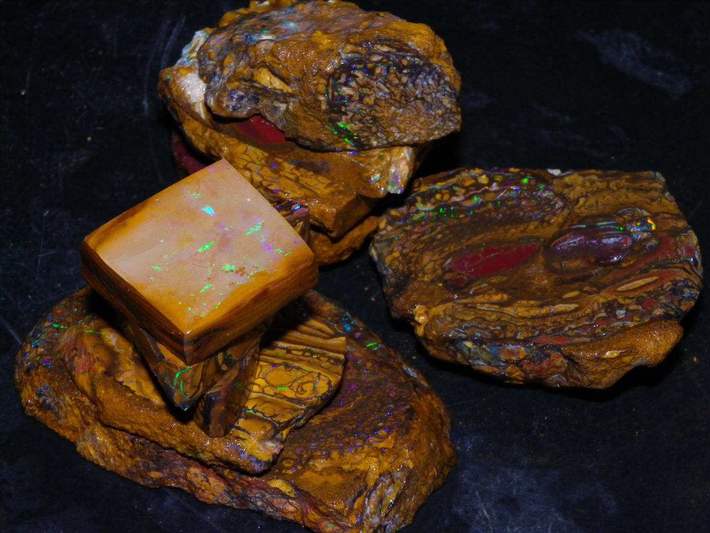 Nice Rough/Sliced Koroit Opal Parcel 906cts Queensland Australia Nuts/Pattern/Fires