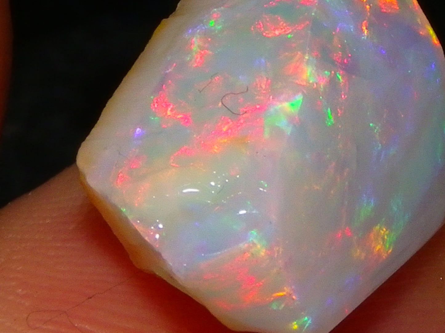 Gem Coober Pedy Opal Rub 8.6cts Red/Orange Multicolour Fires Australia Crystal