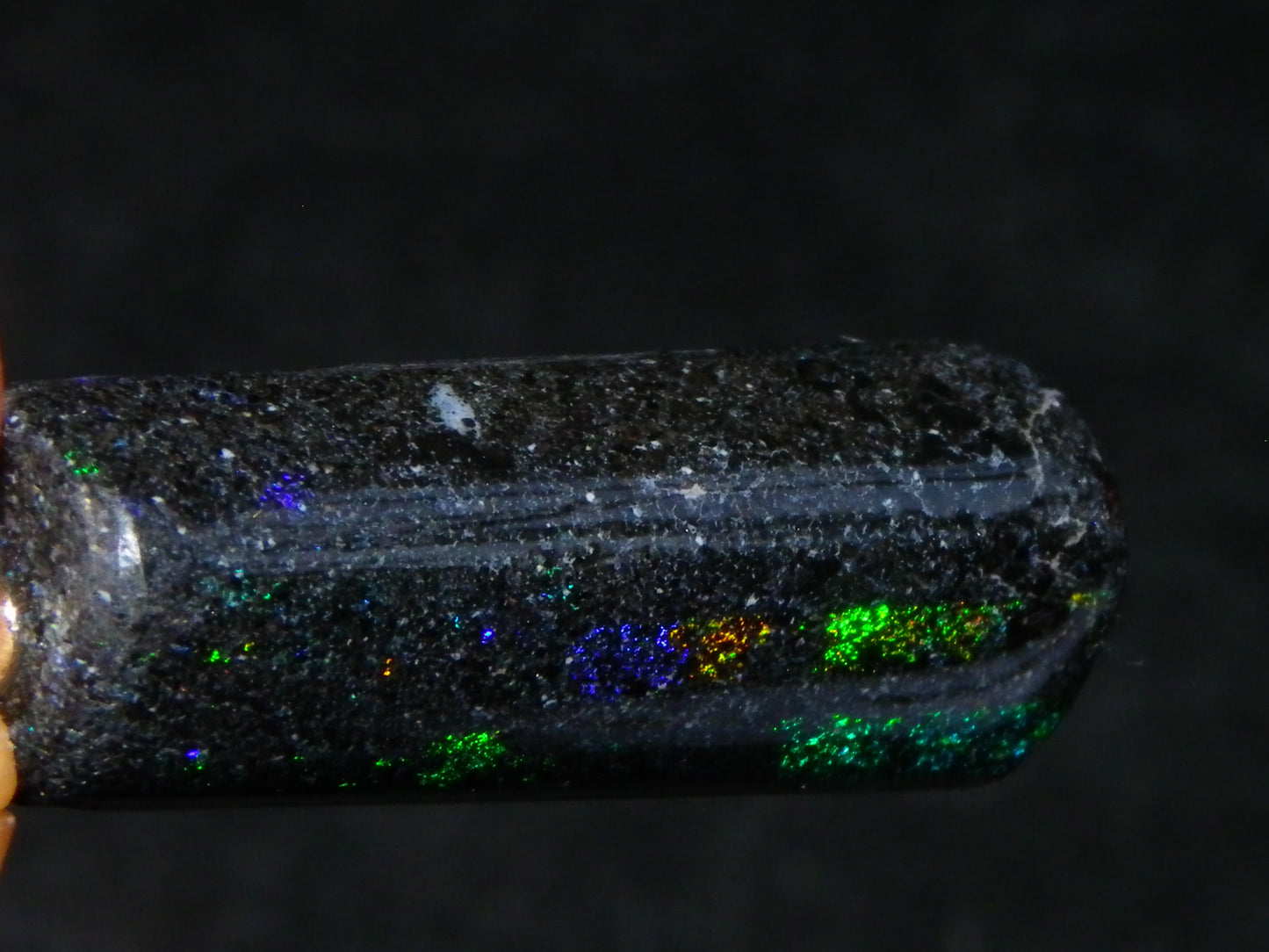 2 Nice Cut/Polished/Treated Andamooka Matrix Opals 31.7cts Silver 925 Pendants Blue/Green Fires