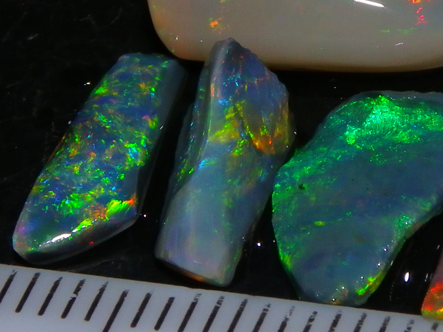 Nice Rubbed Gem Lightning Ridge Opal Parcel 15.24cts Multicolour MIxed Base Black/Grey/Light