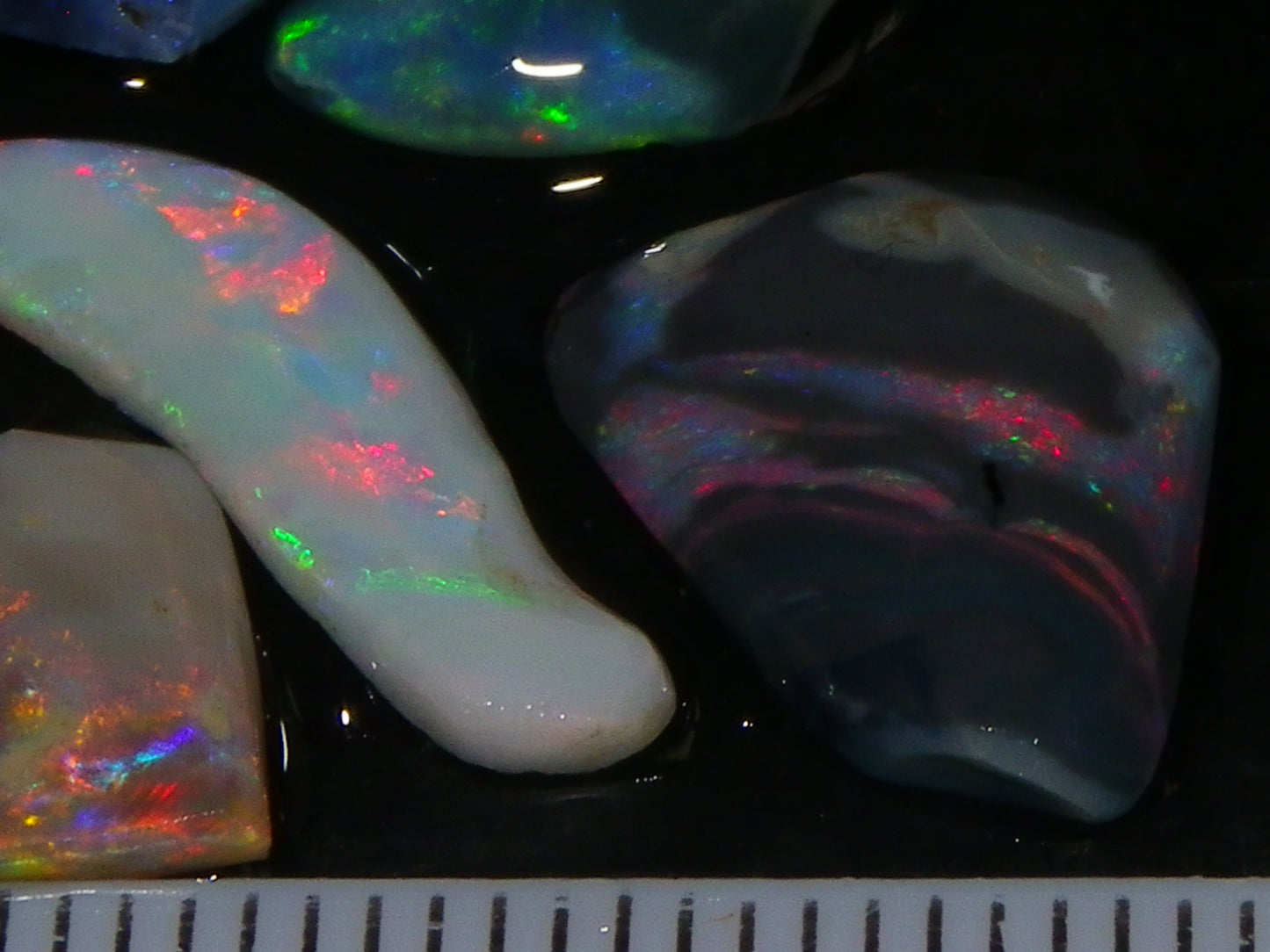 Nice Rubbed Gem Lightning Ridge Opal Parcel 15.24cts Multicolour MIxed Base Black/Grey/Light