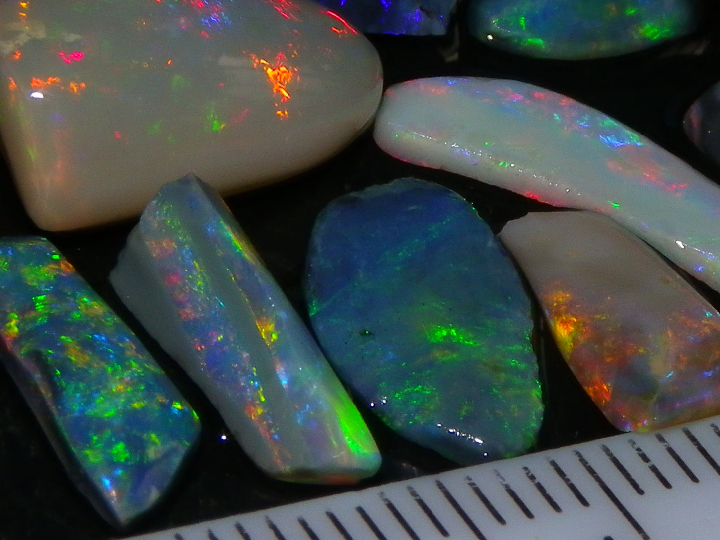 Nice Rubbed Gem Lightning Ridge Opal Parcel 15.24cts Multicolour MIxed Base Black/Grey/Light