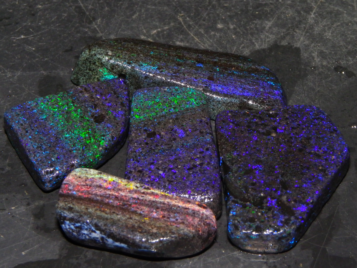 Nice Rough/sliced/Treated Andamooka Matrix Opals 140cts Blue/Purple/Greens :)