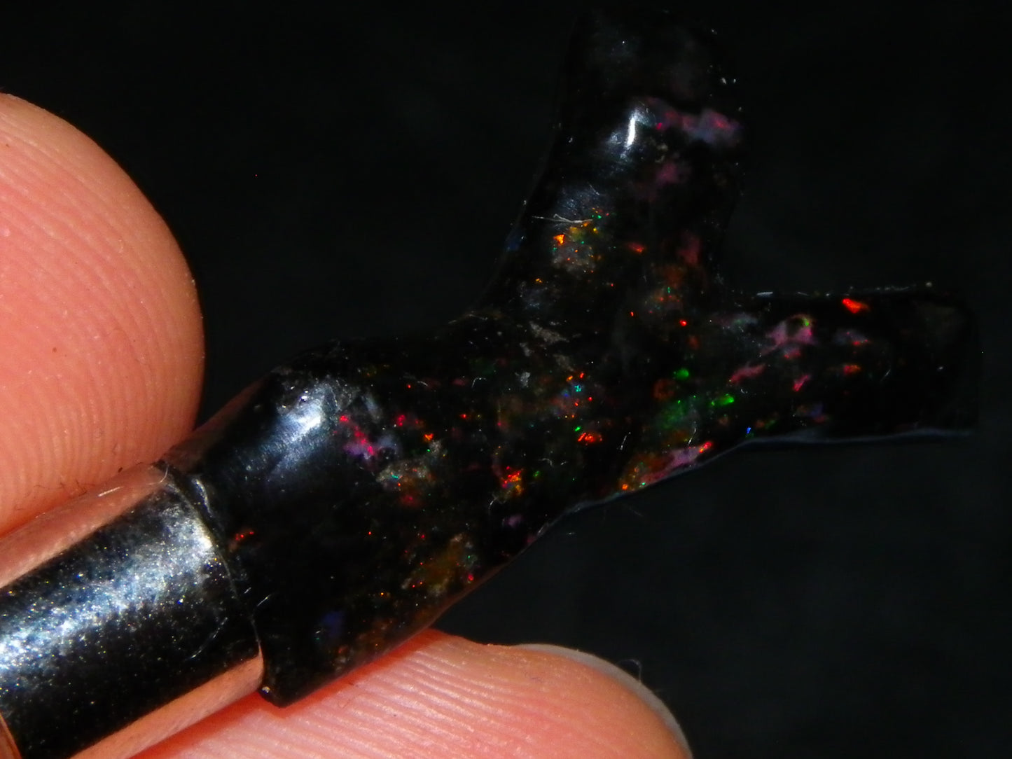 Nice Indonesian Branch Fossil Opal Pendant 46.1cts Inc Chain Red Fires/Gift Box