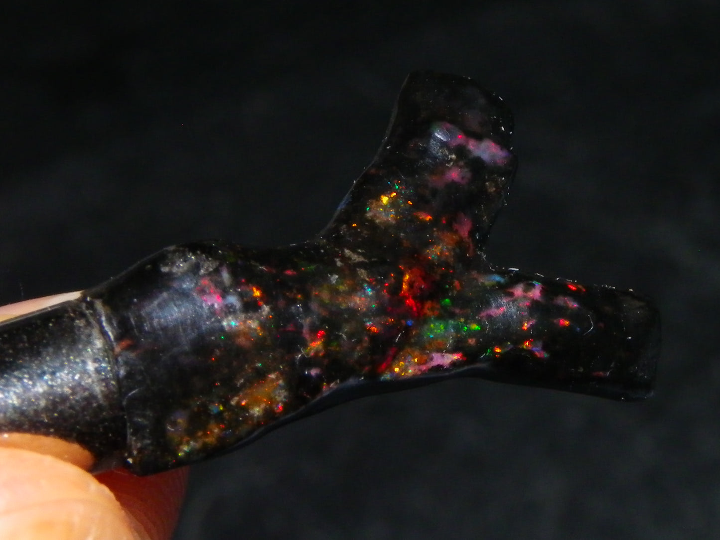 Nice Indonesian Branch Fossil Opal Pendant 46.1cts Inc Chain Red Fires/Gift Box