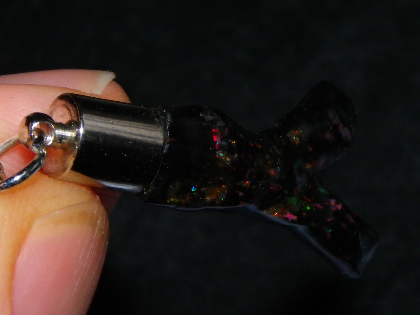 Nice Indonesian Branch Fossil Opal Pendant 46.1cts Inc Chain Red Fires/Gift Box