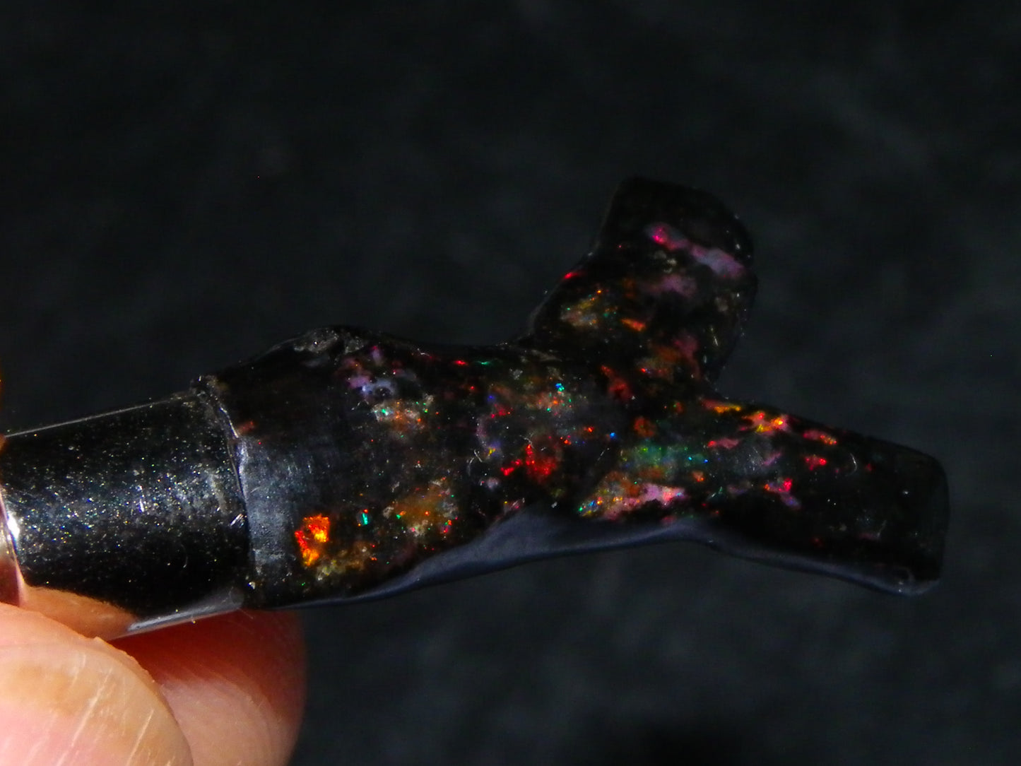Nice Indonesian Branch Fossil Opal Pendant 46.1cts Inc Chain Red Fires/Gift Box