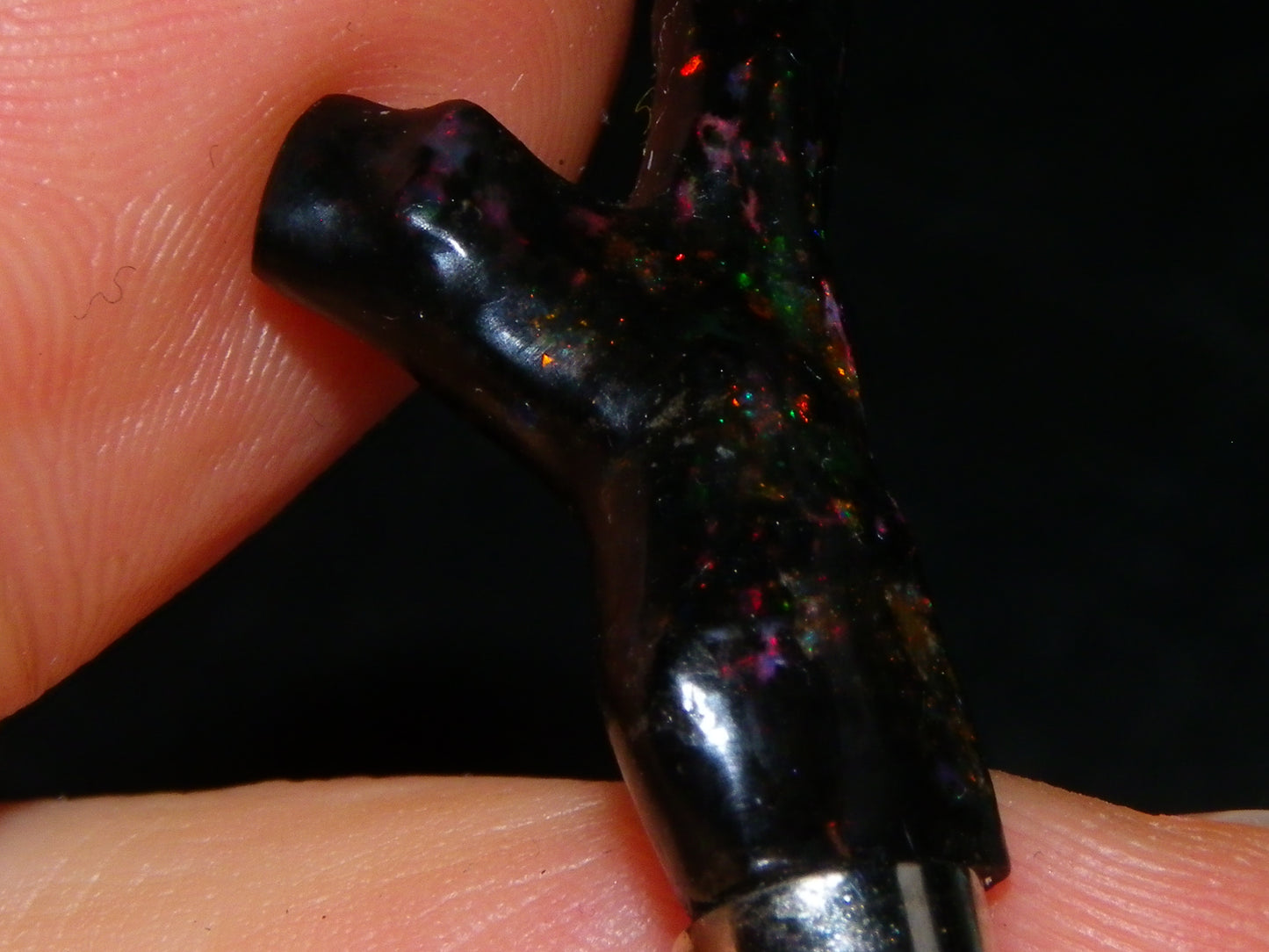 Nice Indonesian Branch Fossil Opal Pendant 46.1cts Inc Chain Red Fires/Gift Box