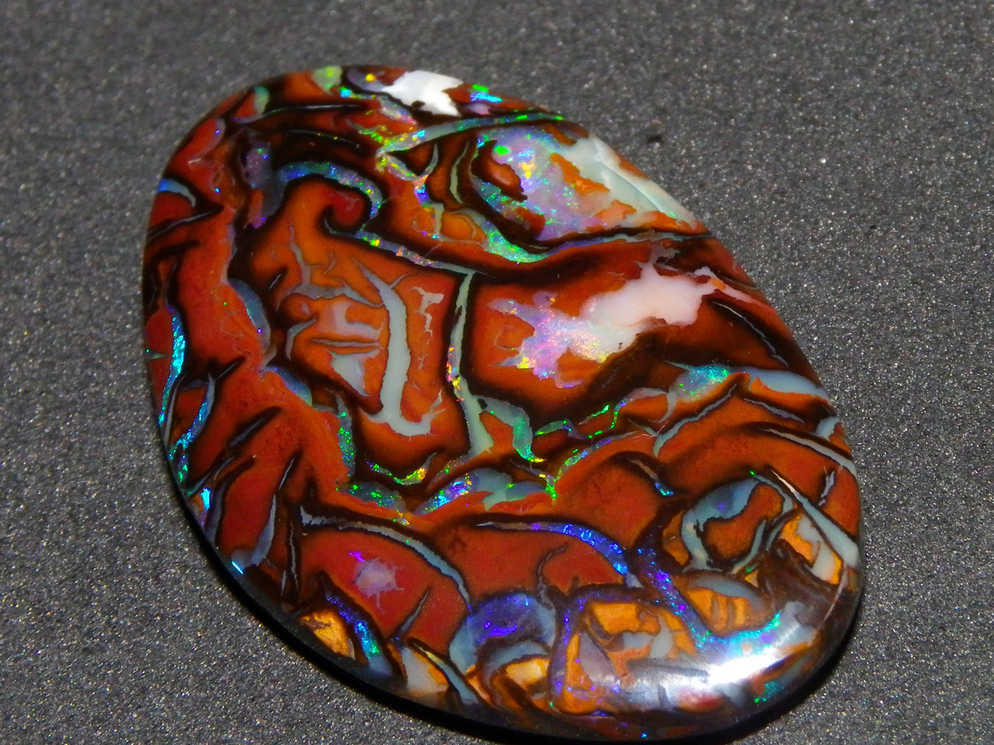 Quality Cut/Polished Koroit Opal Cab 33.78cts Double sided Pattern/Fires Queensland Australia