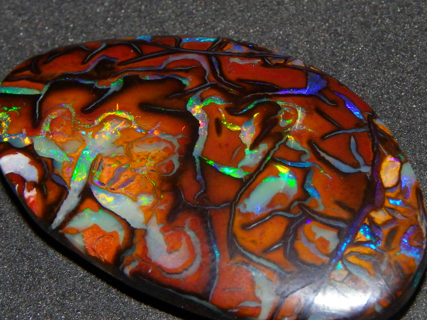 Quality Cut/Polished Koroit Opal Cab 33.78cts Double sided Pattern/Fires Queensland Australia