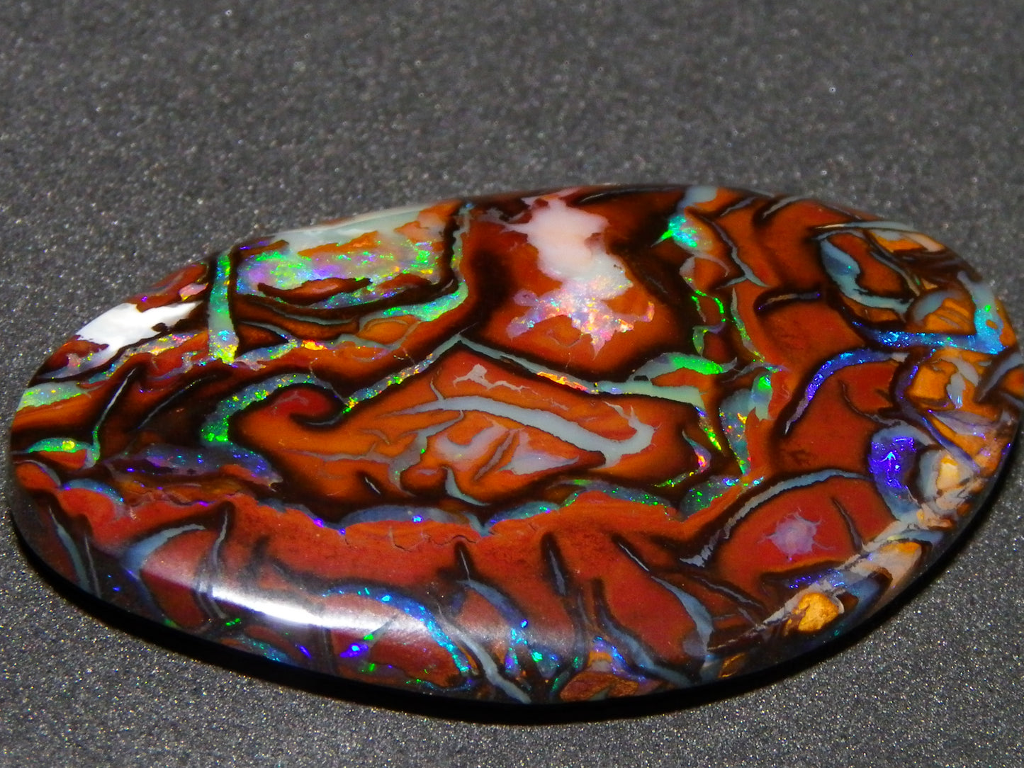 Quality Cut/Polished Koroit Opal Cab 33.78cts Double sided Pattern/Fires Queensland Australia