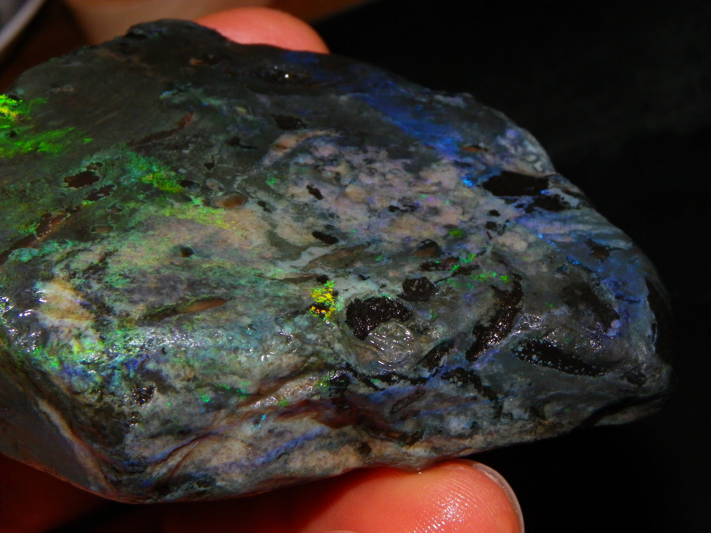 NIce Chunk Rough/Treated Andamooka Matrix Opal 628cts Multicolour Fires/Bars