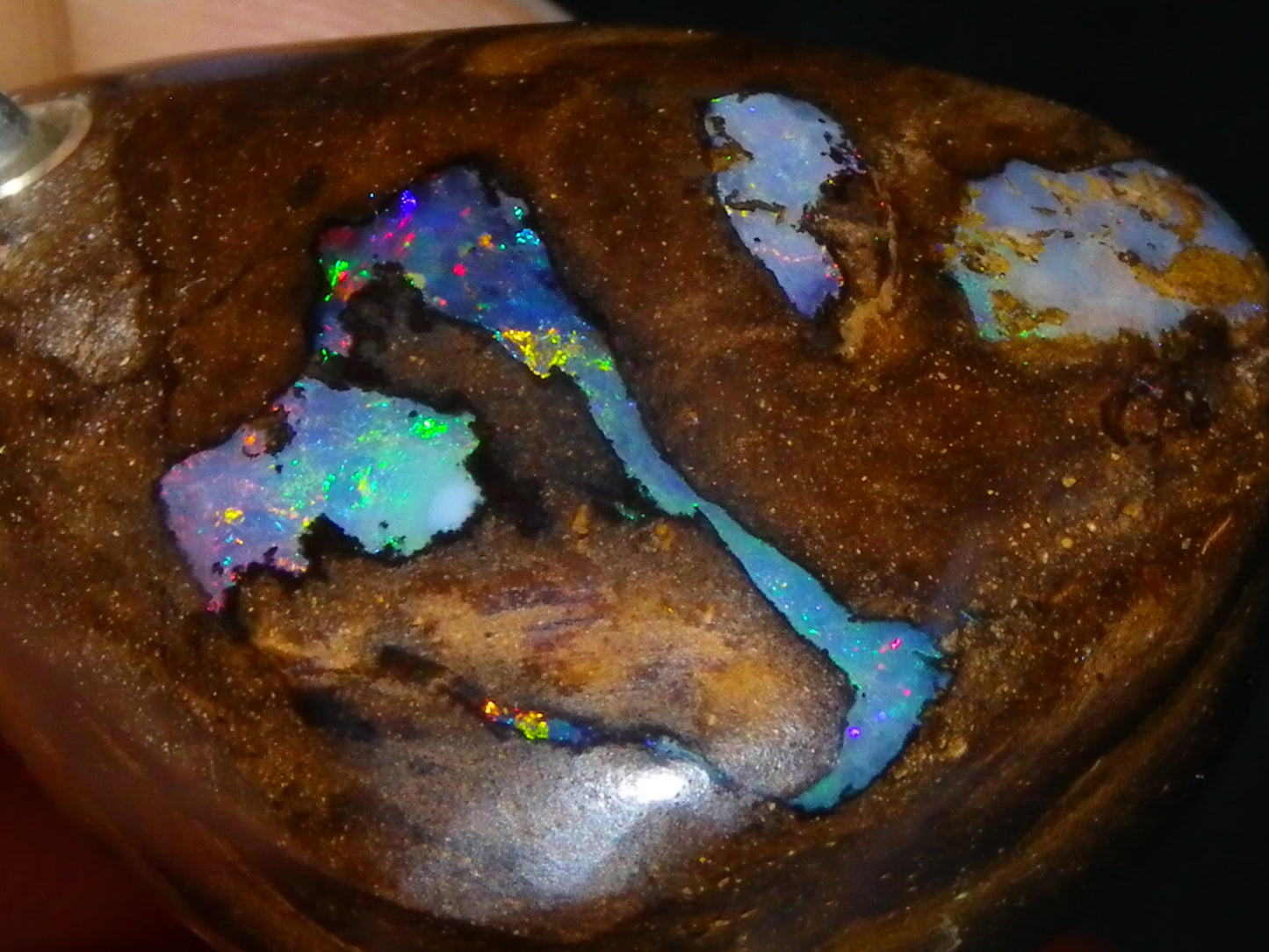 Nice Queensland Boulder Opal +925 Silver Bail 50.9cts Fires/Pattern/Unique Australia