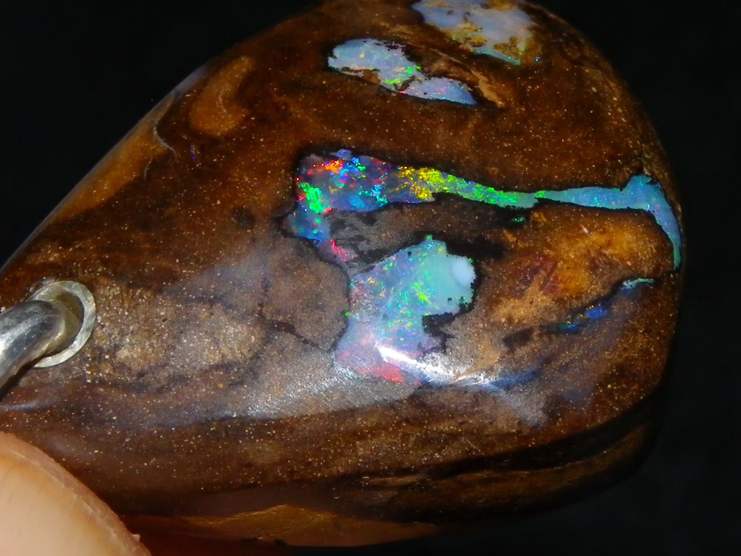 Nice Queensland Boulder Opal +925 Silver Bail 50.9cts Fires/Pattern/Unique Australia