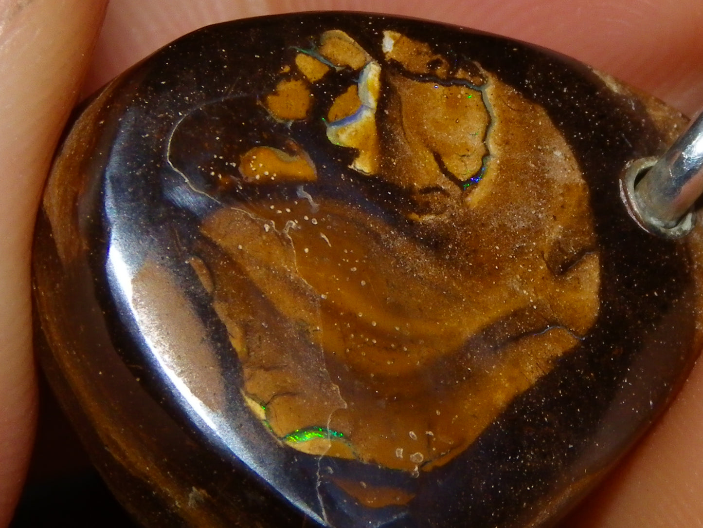 Nice Queensland Boulder Opal +925 Silver Bail 50.9cts Fires/Pattern/Unique Australia