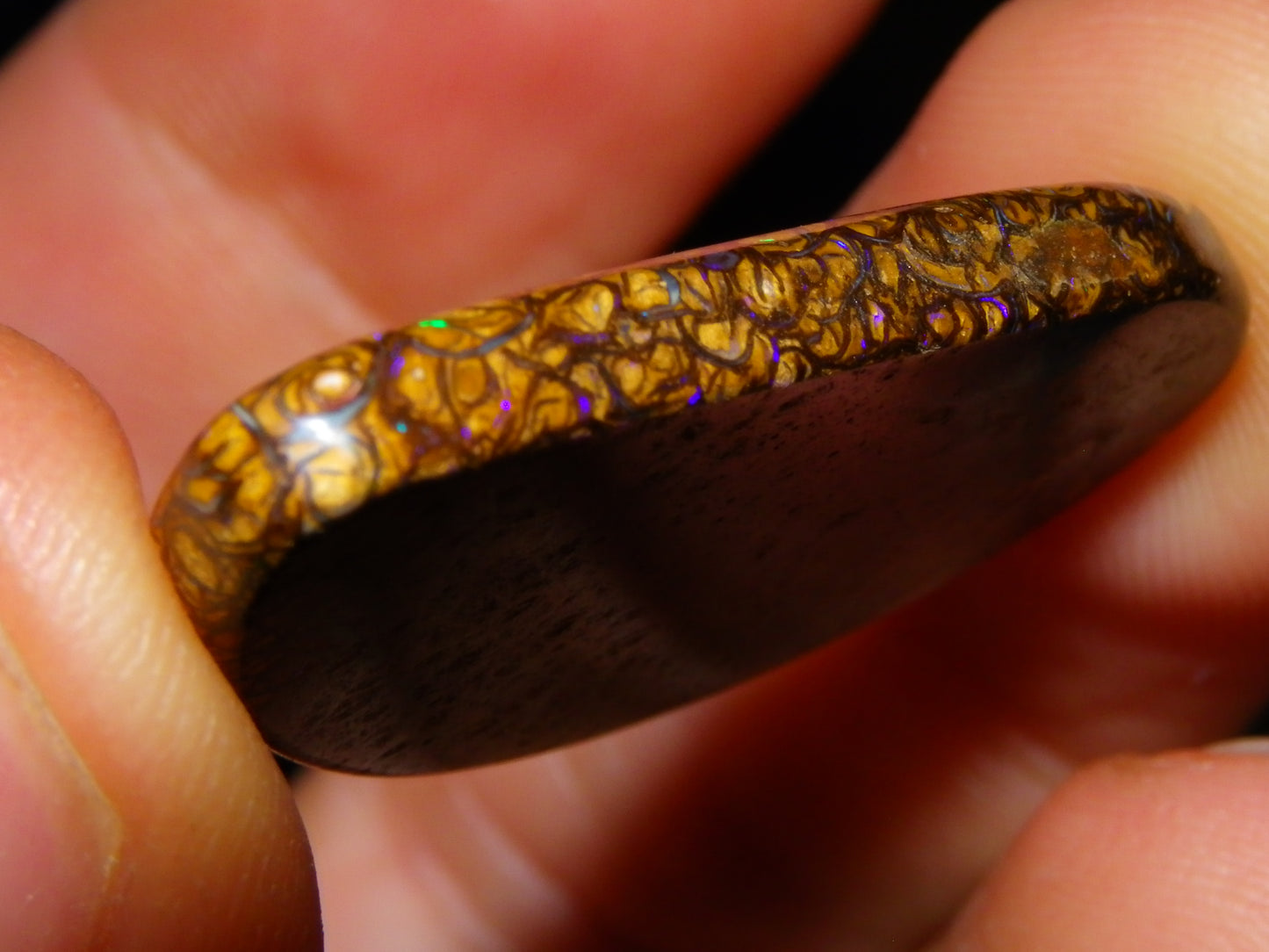 Nice Quality Koroit Opal Cab/Freeform 40.04cts Veins/Patterns/Double Sided Red/Green/Blues