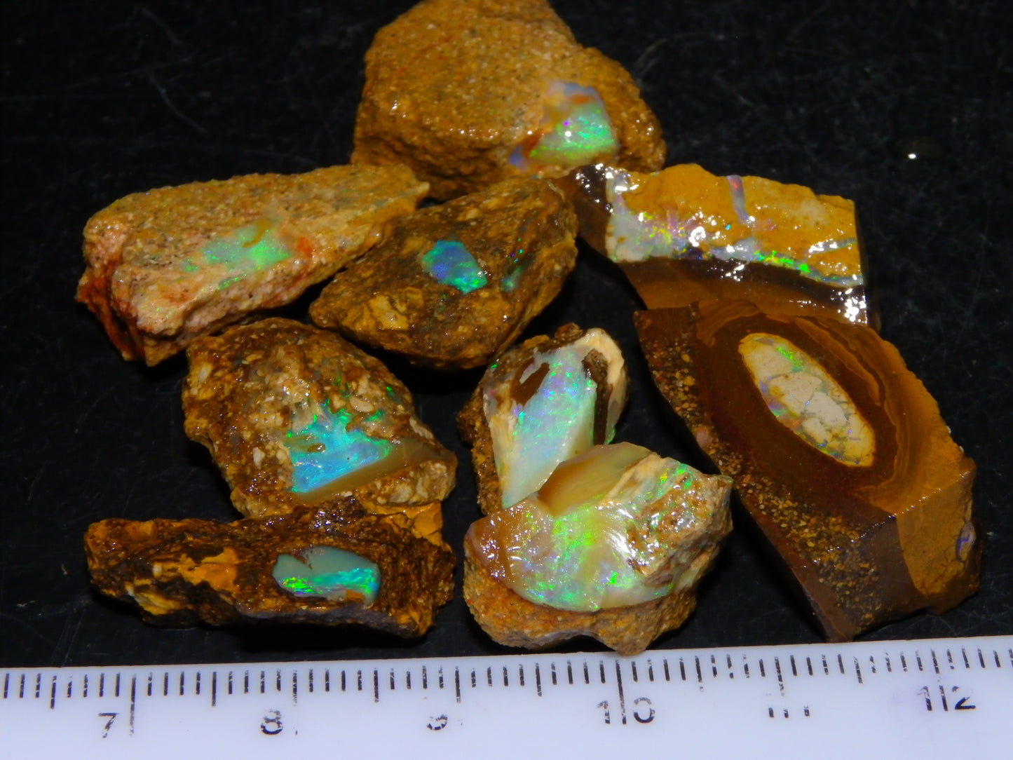 Nice Rough Opalton Nut/Pipe Opal Parcel/Specimens 129cts Green/Blue Fires/Crystal Qld Au