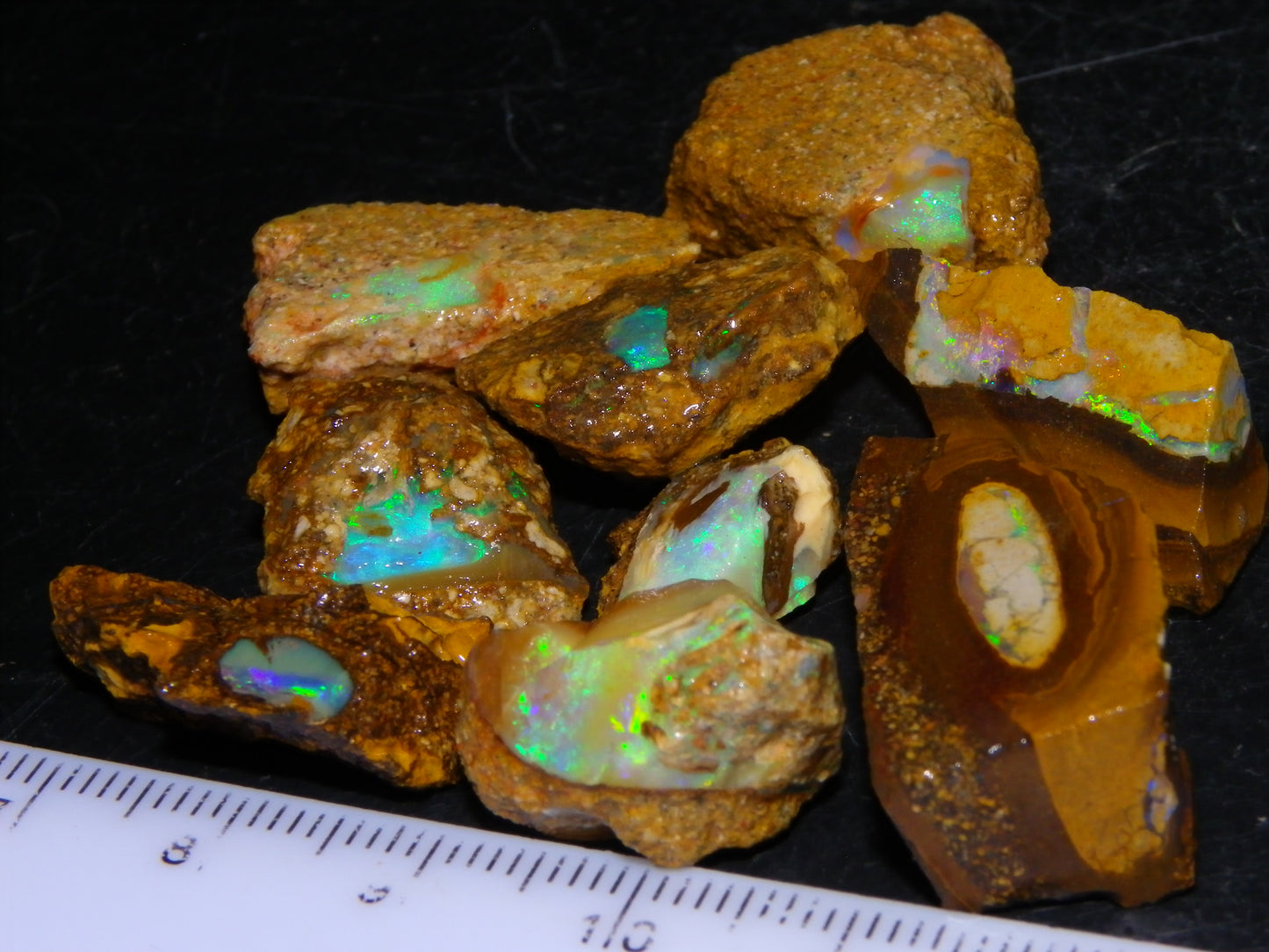 Nice Rough Opalton Nut/Pipe Opal Parcel/Specimens 129cts Green/Blue Fires/Crystal Qld Au