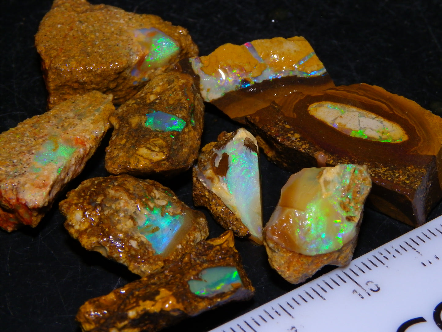Nice Rough Opalton Nut/Pipe Opal Parcel/Specimens 129cts Green/Blue Fires/Crystal Qld Au