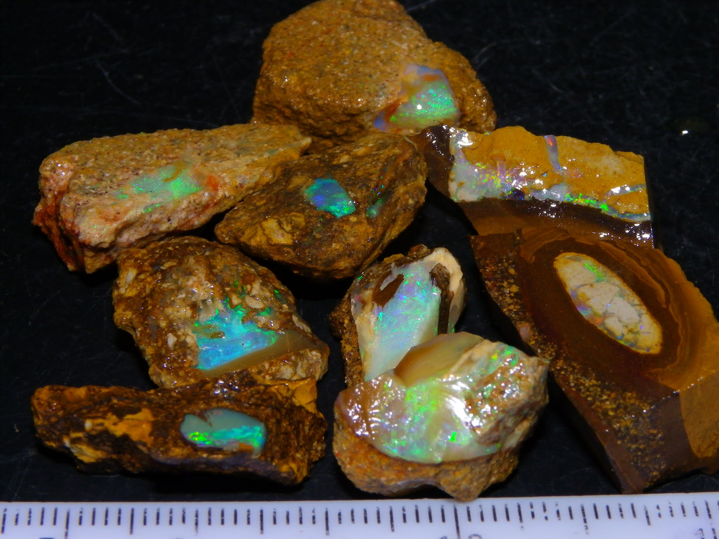 Nice Rough Opalton Nut/Pipe Opal Parcel/Specimens 129cts Green/Blue Fires/Crystal Qld Au