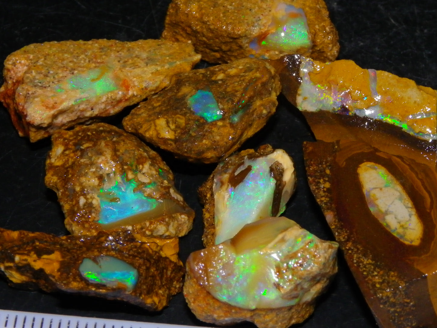 Nice Rough Opalton Nut/Pipe Opal Parcel/Specimens 129cts Green/Blue Fires/Crystal Qld Au